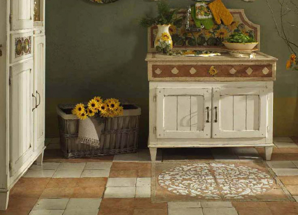 Напольная плитка в стиле Прованс на кухню