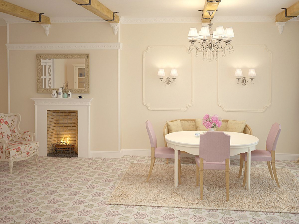 Плитка в гостиной в стиле Прованс