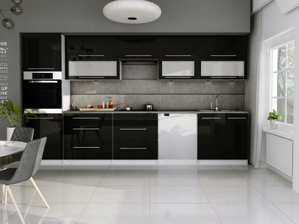 Серая глянцевая кухня