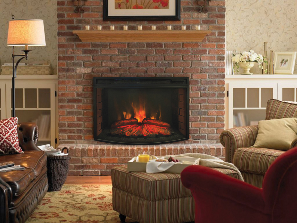 Кирпичный камин в интерьере