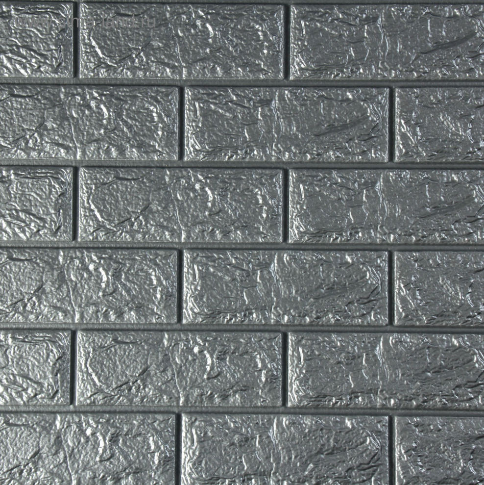 Листовая панель самоклеющаяся "кирпич серый металлик", 70*77 см.