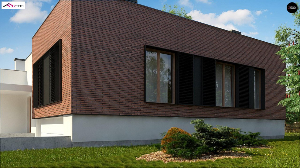 Кирпичный дом с плоской крышей