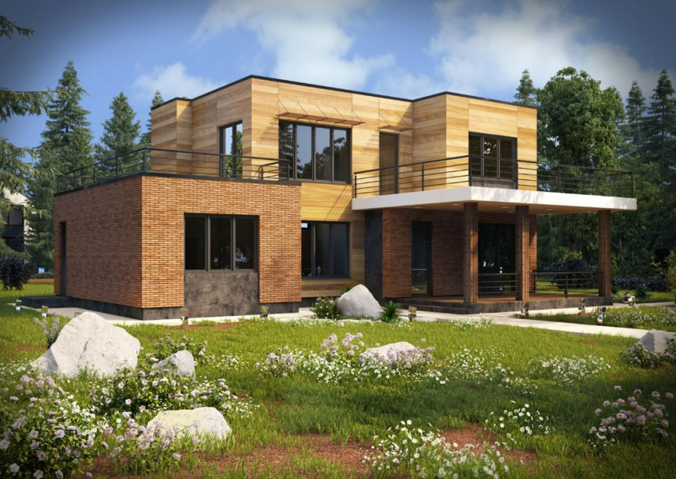 Монолитный дом с плоской крышей