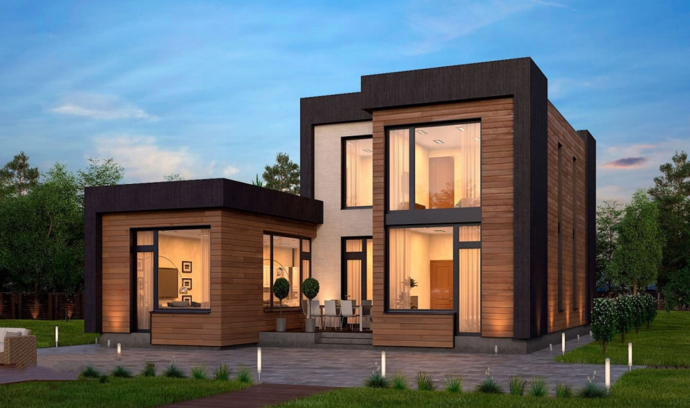 Проекты двухэтажных домов с плоской крышей