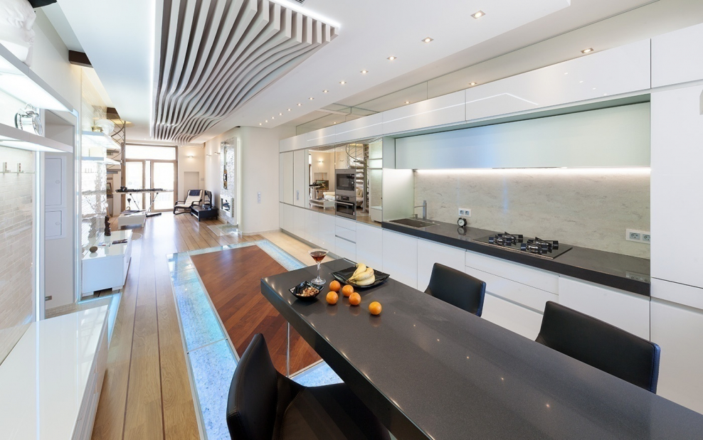 Футуристическая кухня в квартире