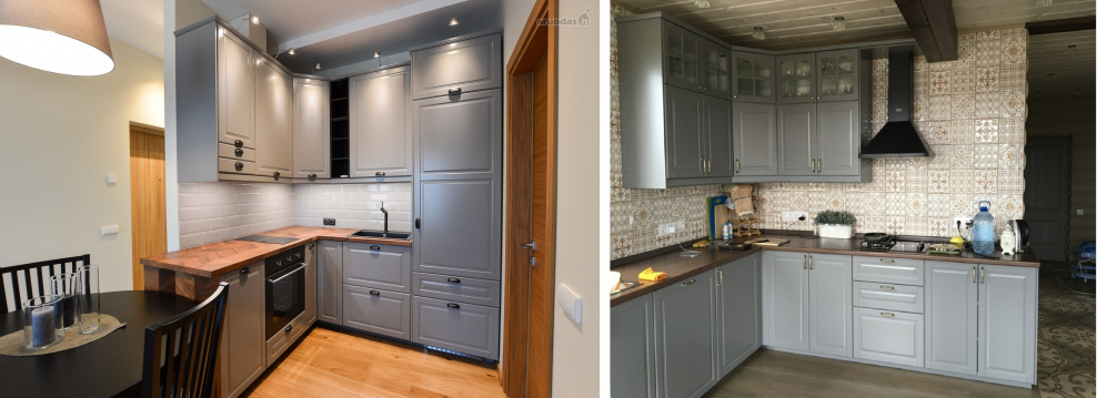 Кухня Будбин икеа белая с деревянной столешницей