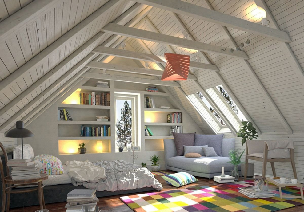 Мансардный этаж с двухскатной крышей интерьер