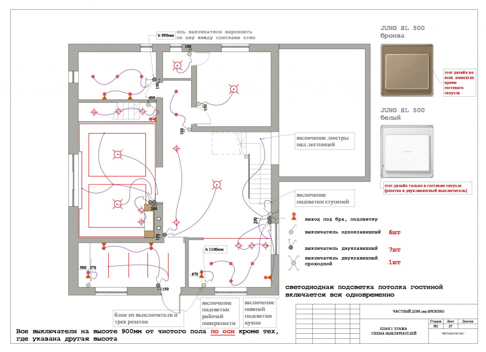 Схема электропроводки в санузле