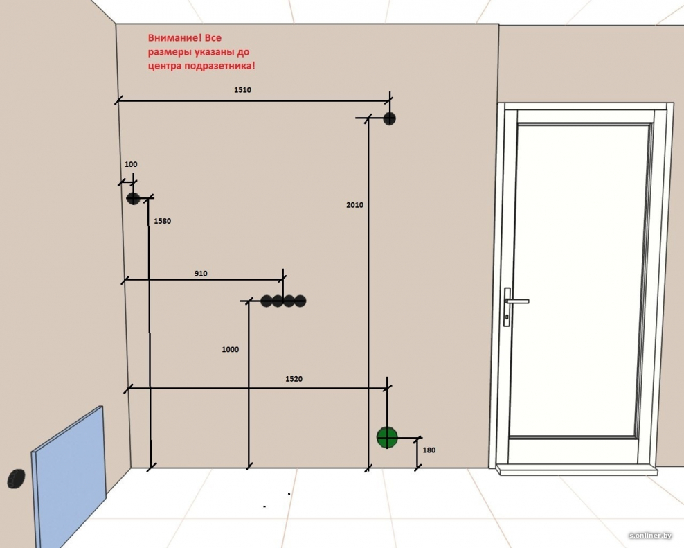 Планировка розеток и выключателей в зале