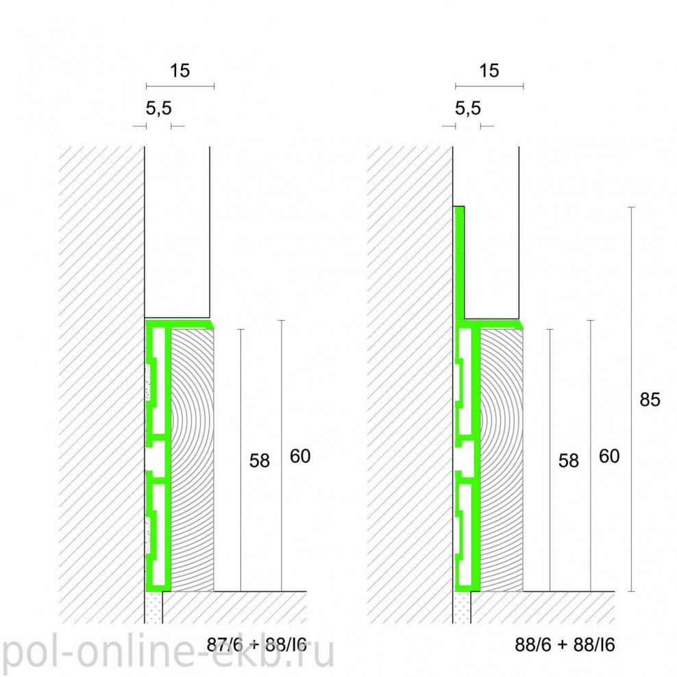 Алюминиевый плинтус Fezard Alp-g80