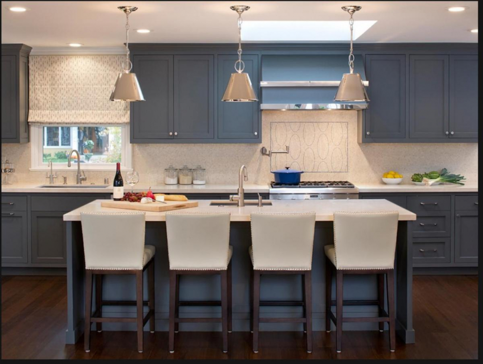 Кухня в серо-голубых тонах