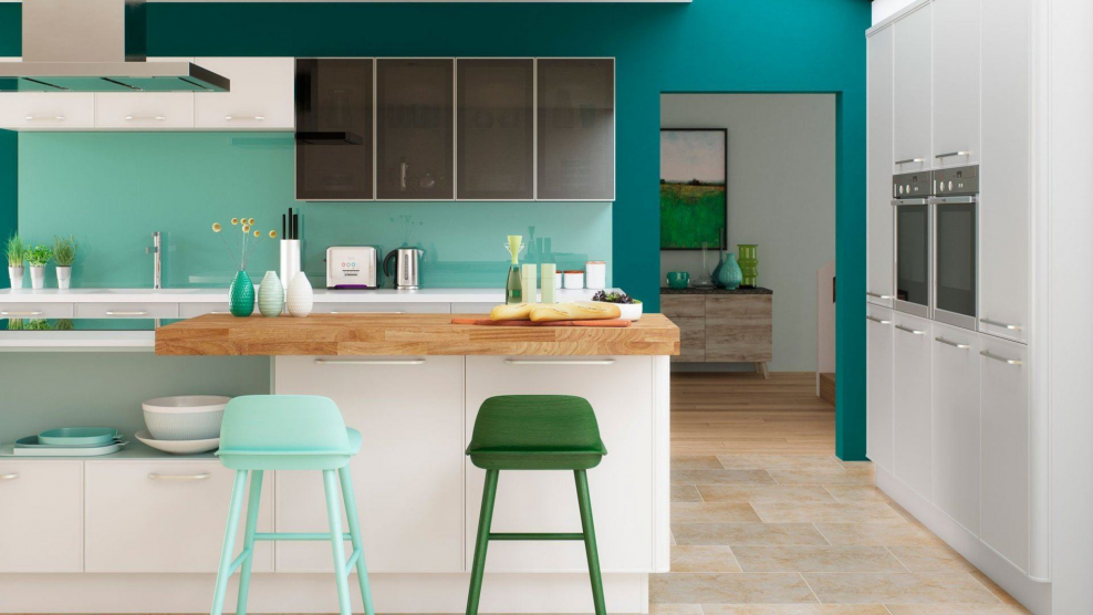 Бирюзовая кухня икеа