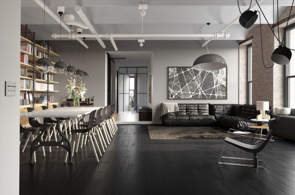 Интерьер лофт рендер