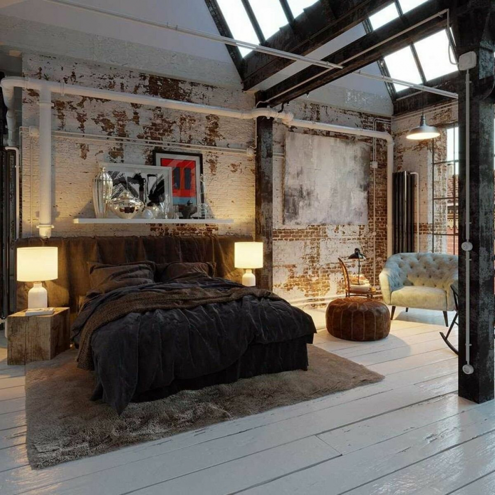 Спальня в стиле гранж лофт