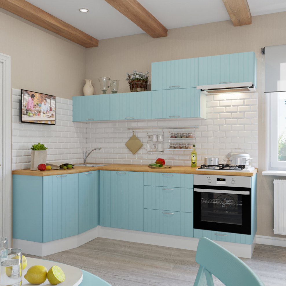 Бело голубая кухня