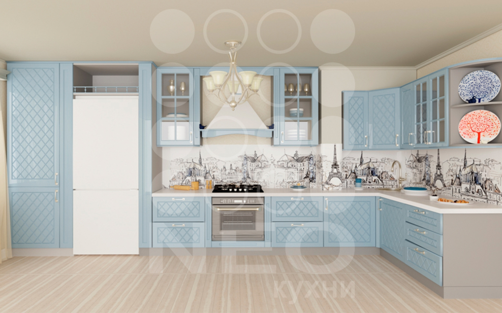 Голубой кухонный гарнитур
