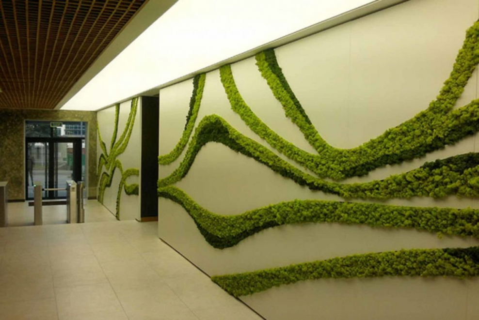 Цветы на стене в интерьере живые