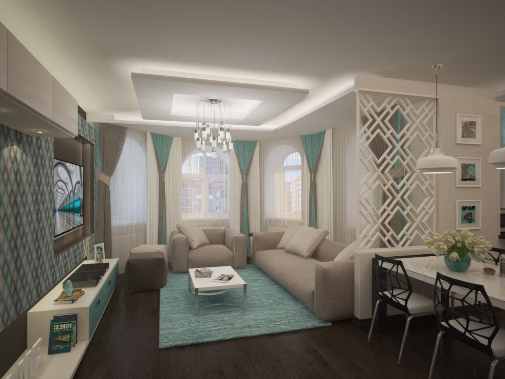 Зонирование комнаты с эркером