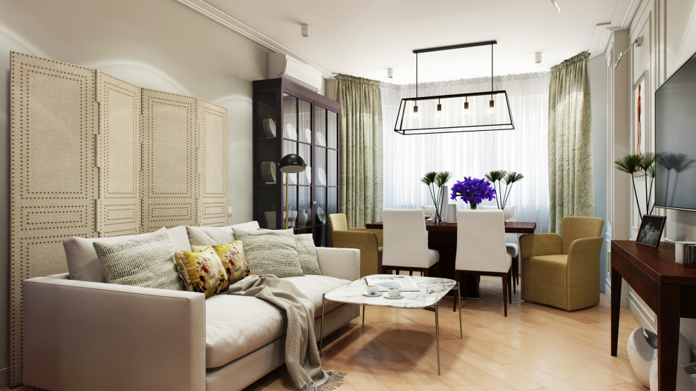 Спальня гостиная зонирование