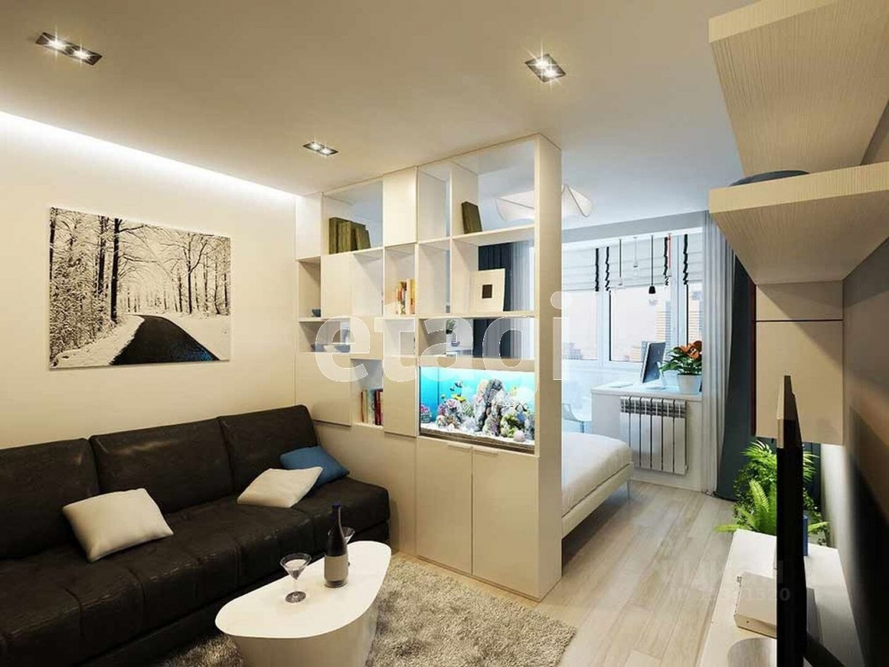 Зонирование гостиной и спальни