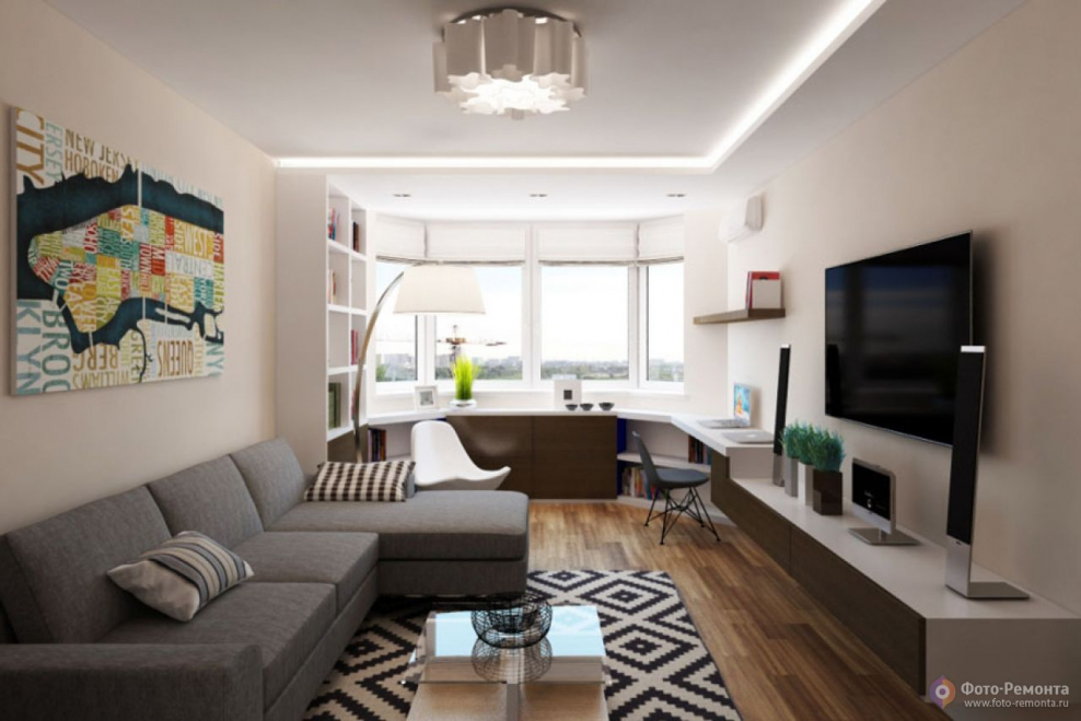 Зонирование однокомнатной квартиры шторами