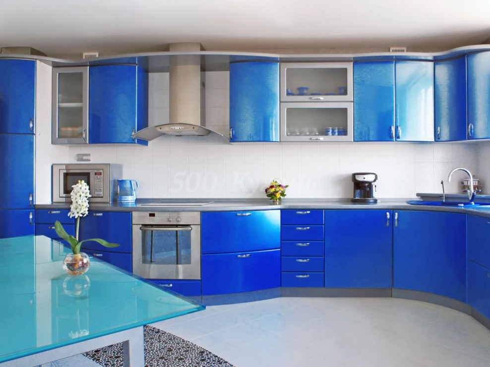 Голубой кухонный гарнитур