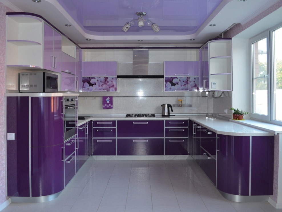 Фиолетовые кухни угловые