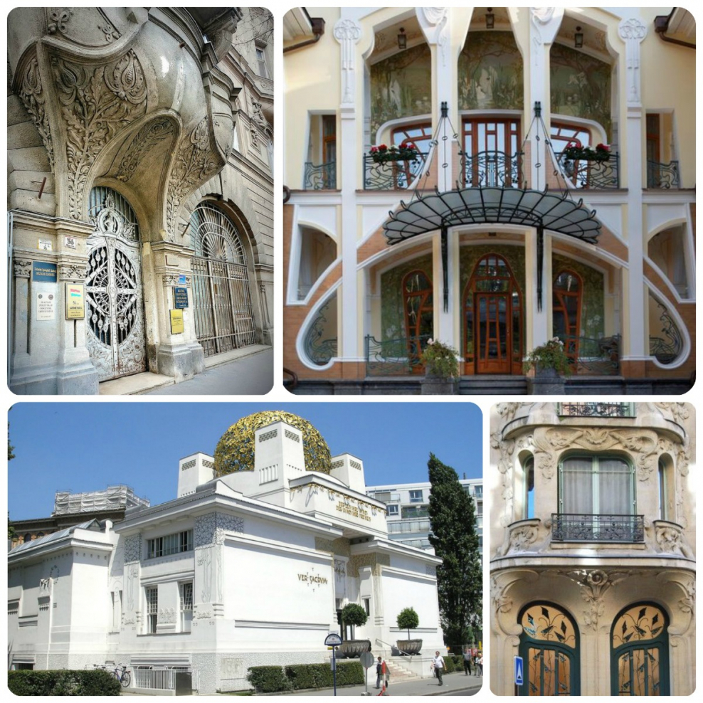 Модерн стиль в архитектуре коллаж