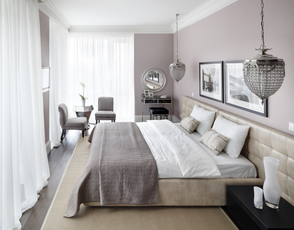 Серо бежевая спальня
