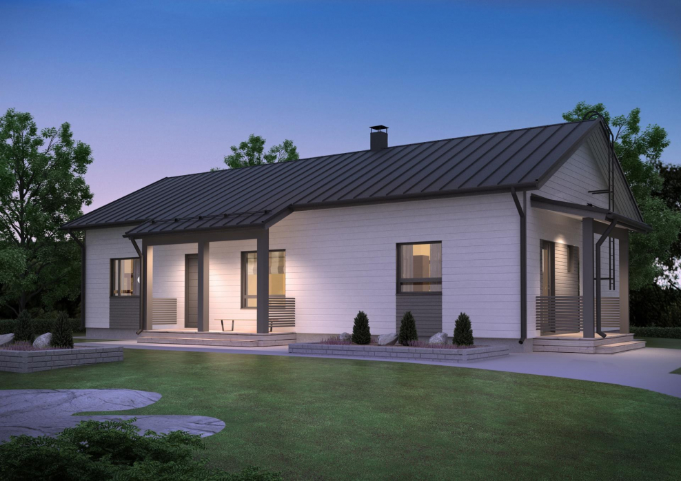 Одноэтажный прямоугольный дом