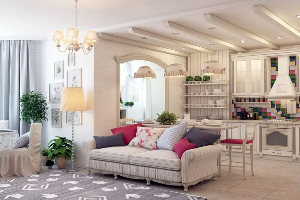 Интерьер кухни гостиной в прованском стиле