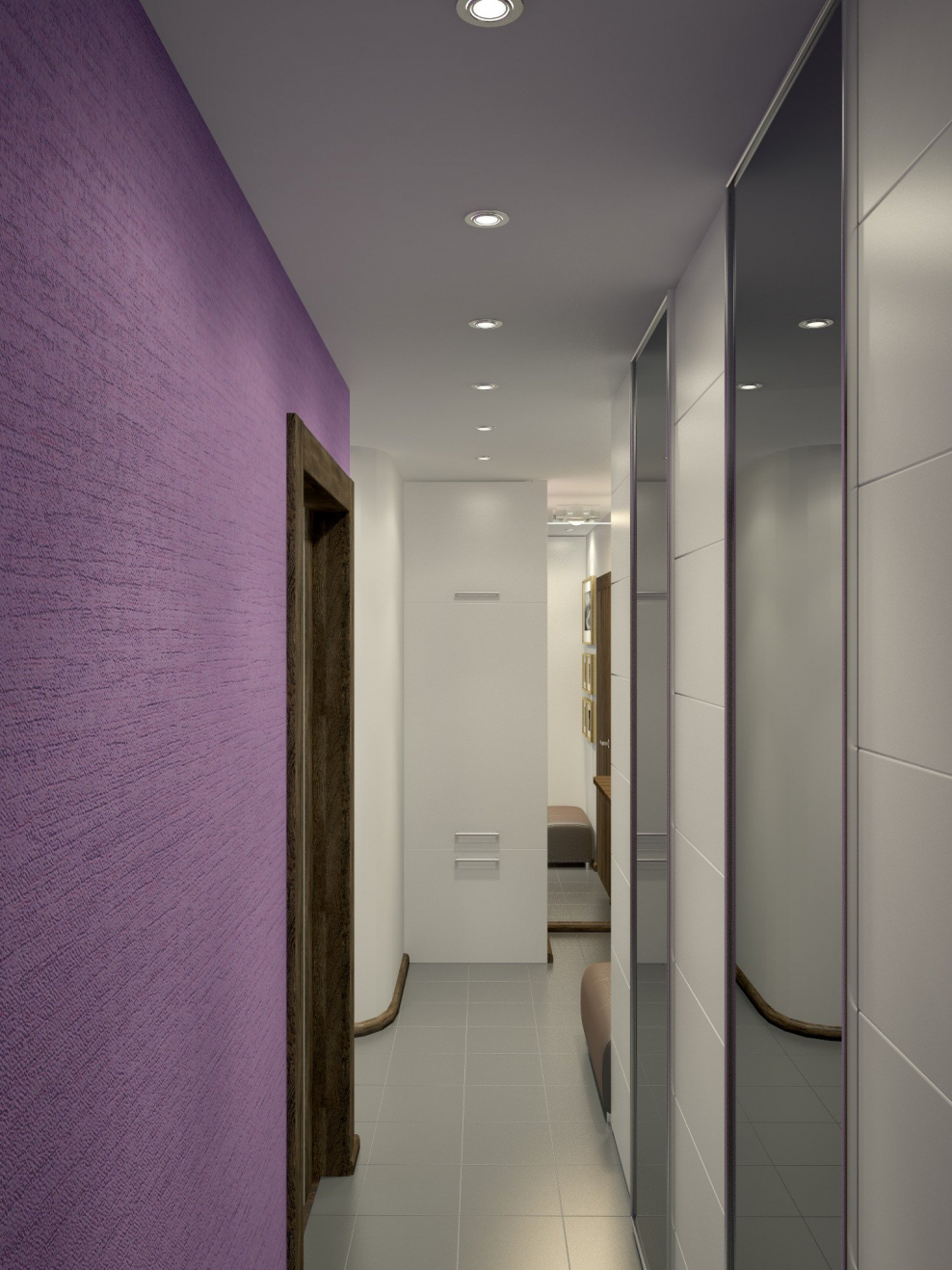 Серо розовая прихожая