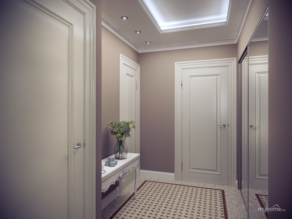 Серый коридор с сиреневым