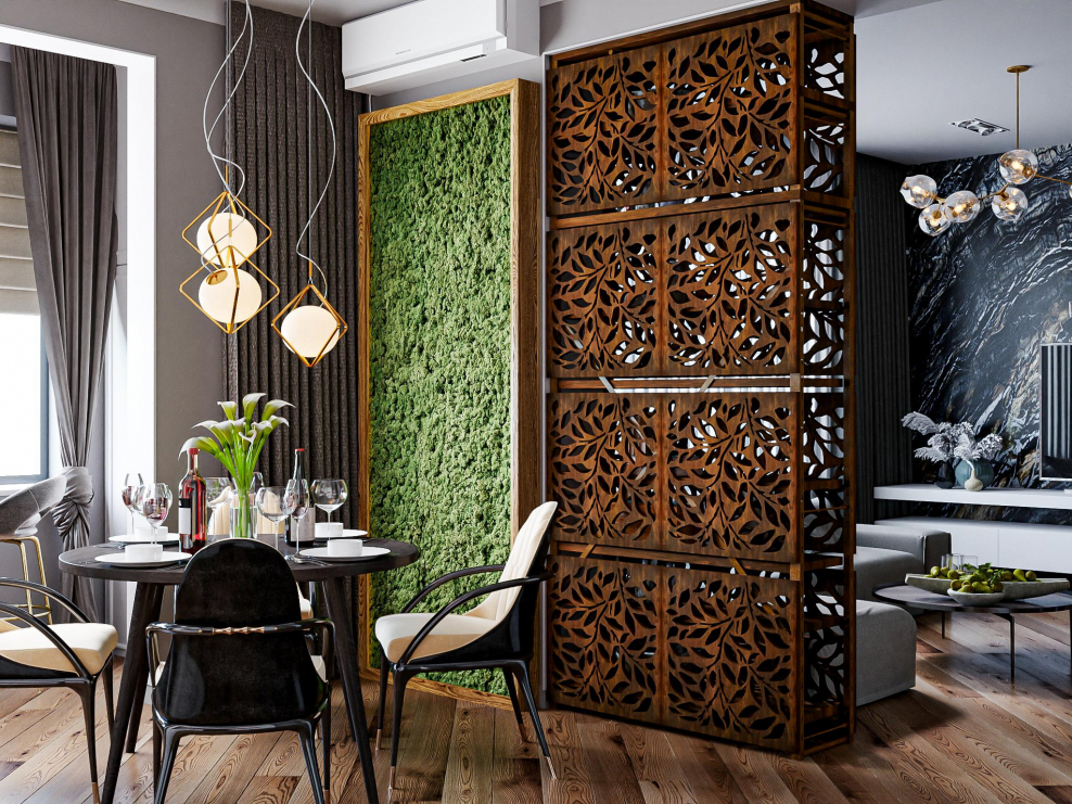 Деревянные перегородки для зонирования пространства