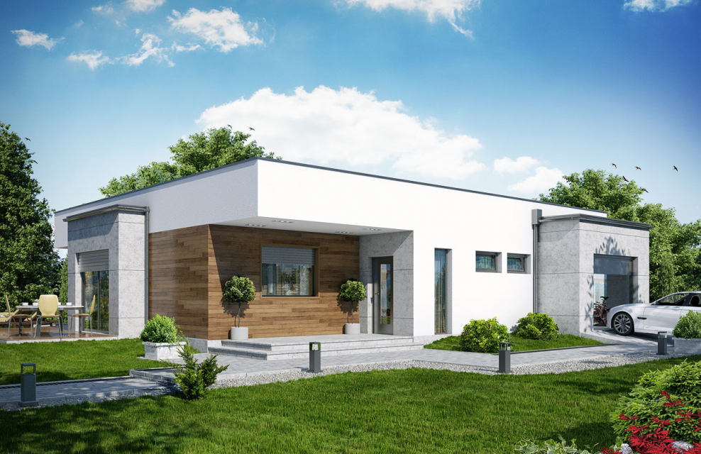 Флэтхаус с плоской крышей одноэтажный