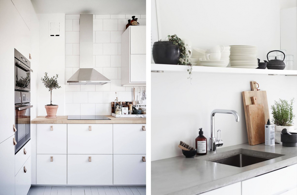 Кухня в скандинавском стиле белая вытяжка