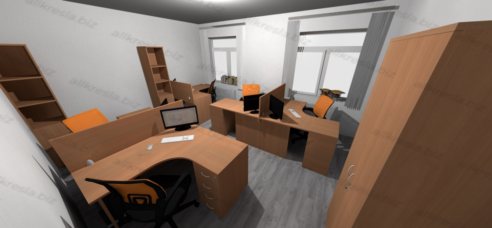 Расстановка мебели в офисе на 3 человека