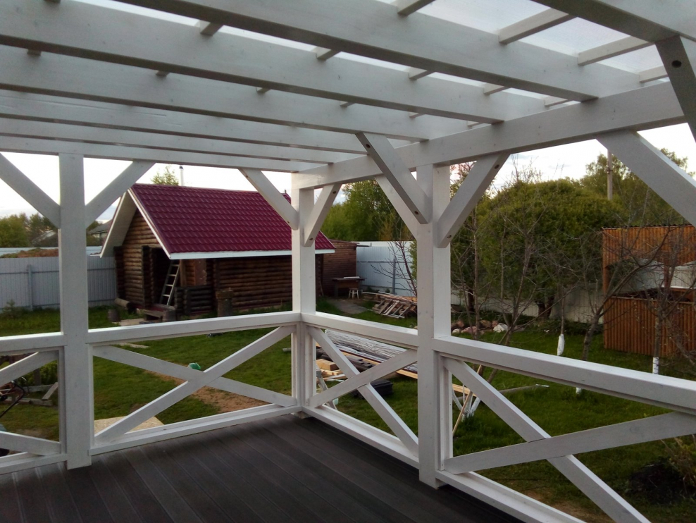 Веранда с прозрачной крышей пристроенная