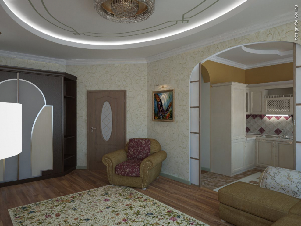 Гостиная в хрущевке с аркой