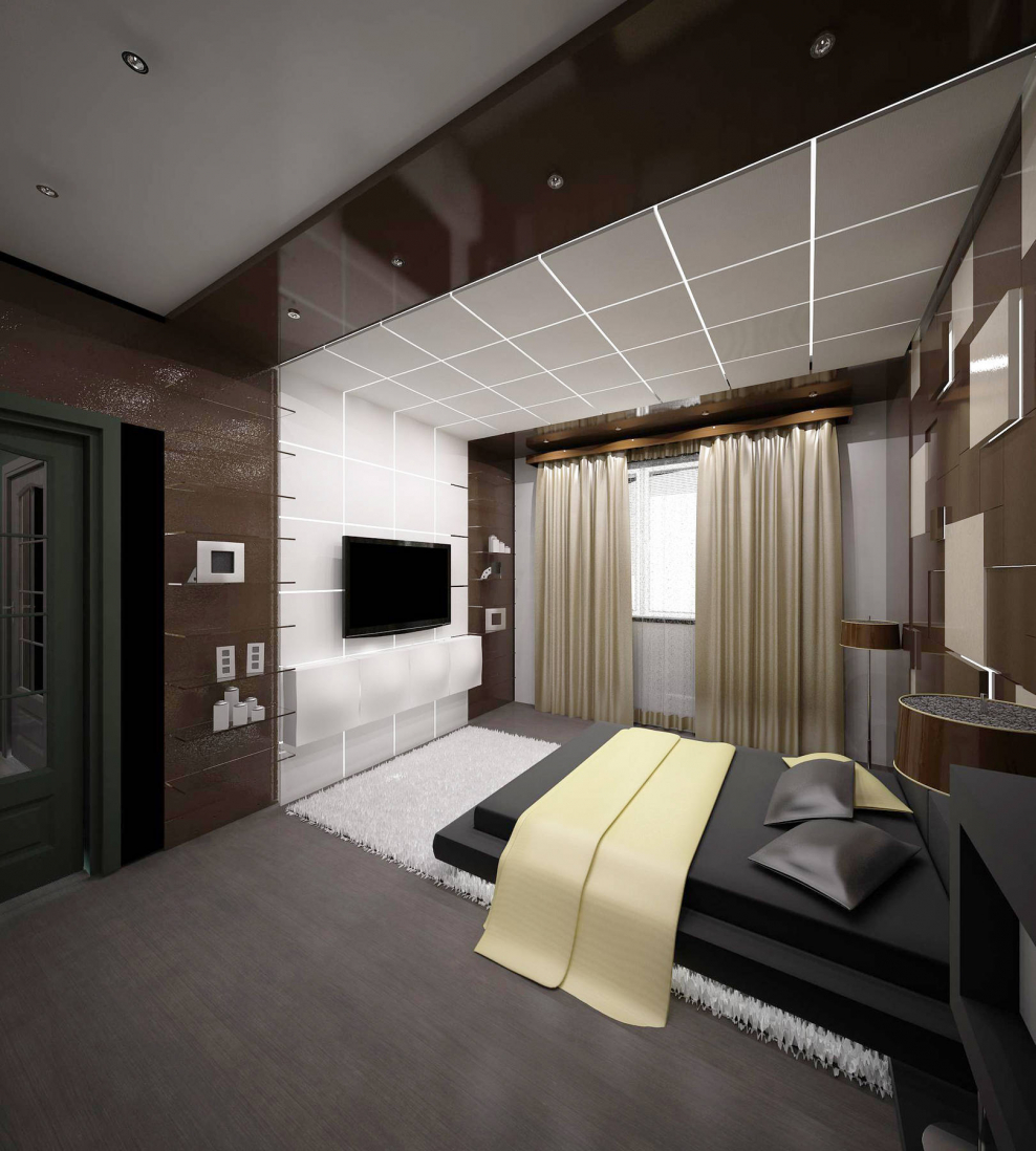 Спальня в классическом стиле в светлых тонах 12м2