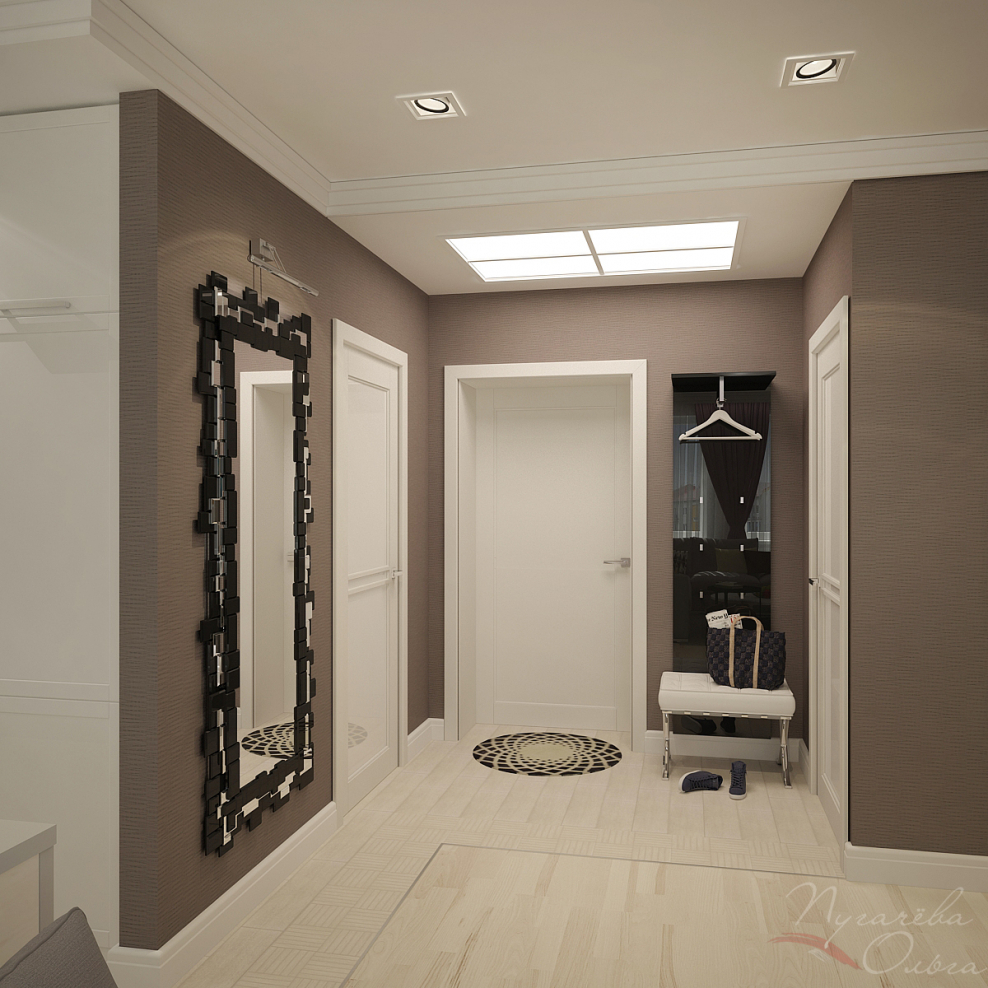 Прихожая в коричнево-бежевых тонах