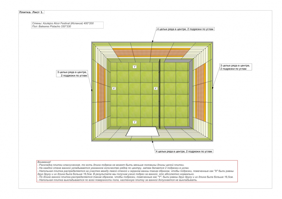 Раскладка плитки по Земскову