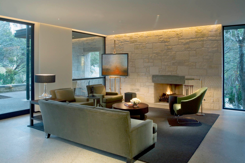 Стена с подсветкой для гостиной