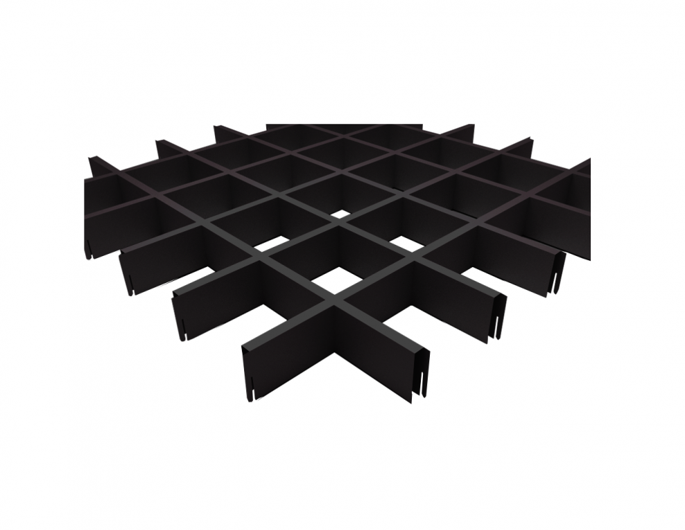 Грильято 50х50мм элемент решётки "папа" l=600мм, h=40мм, черный (0,32мм)