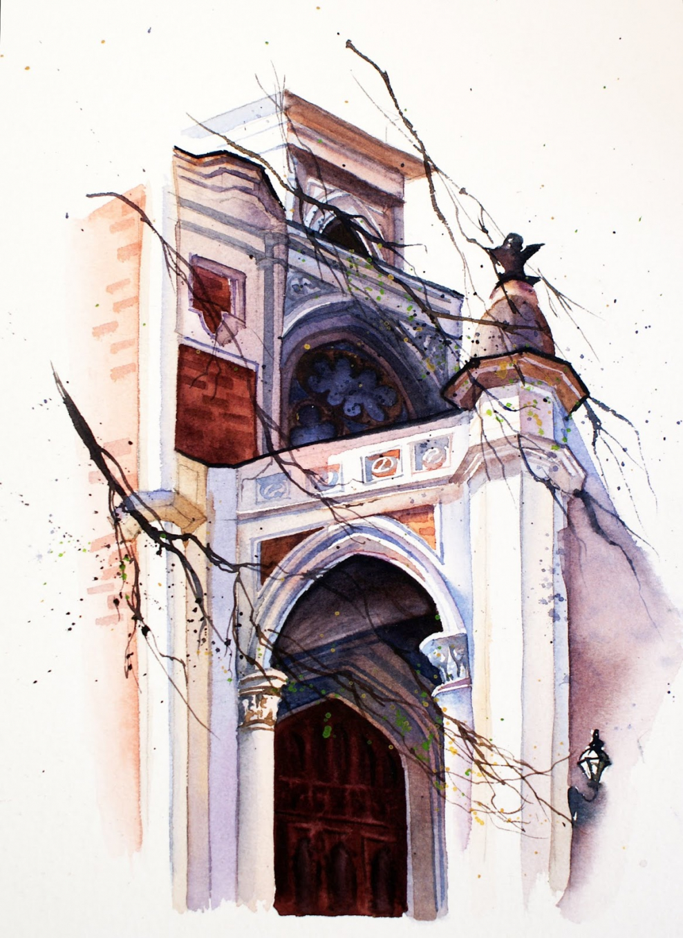 Элементы архитектуры акварель