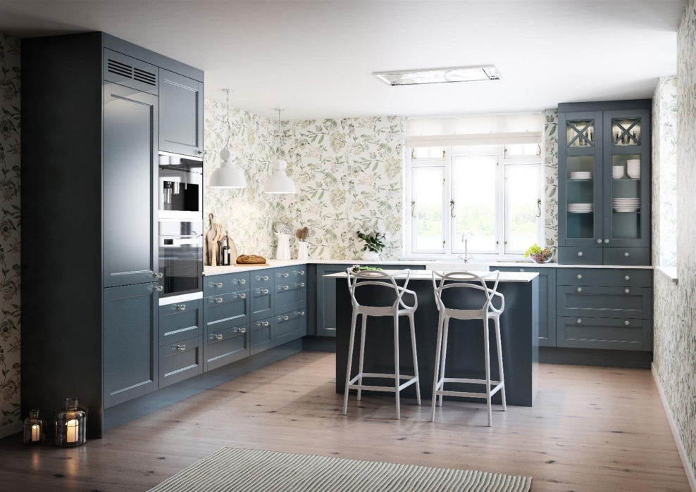 Серые стены в интерьере кухни