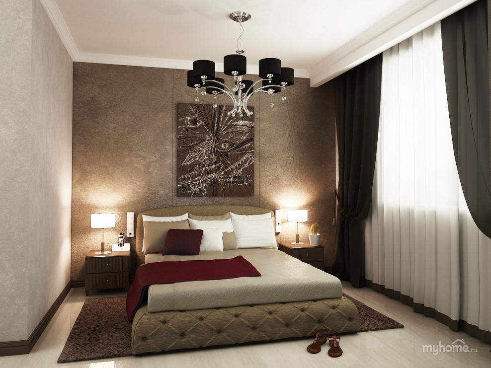 Спальня с тёмными оьоямм