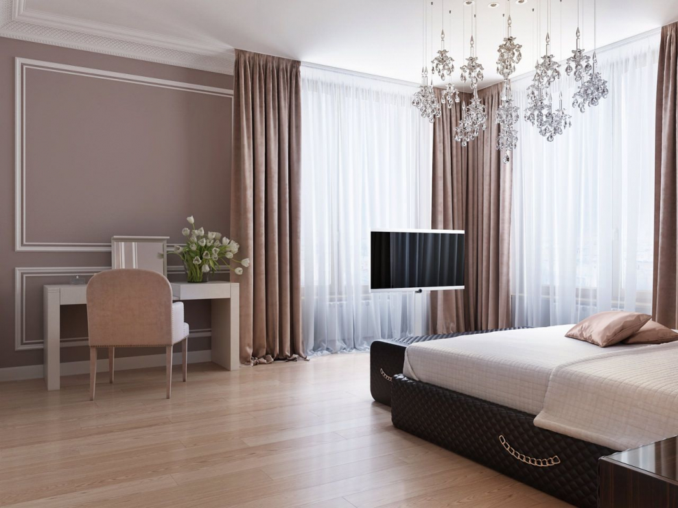 Спальня в коричневых тонах