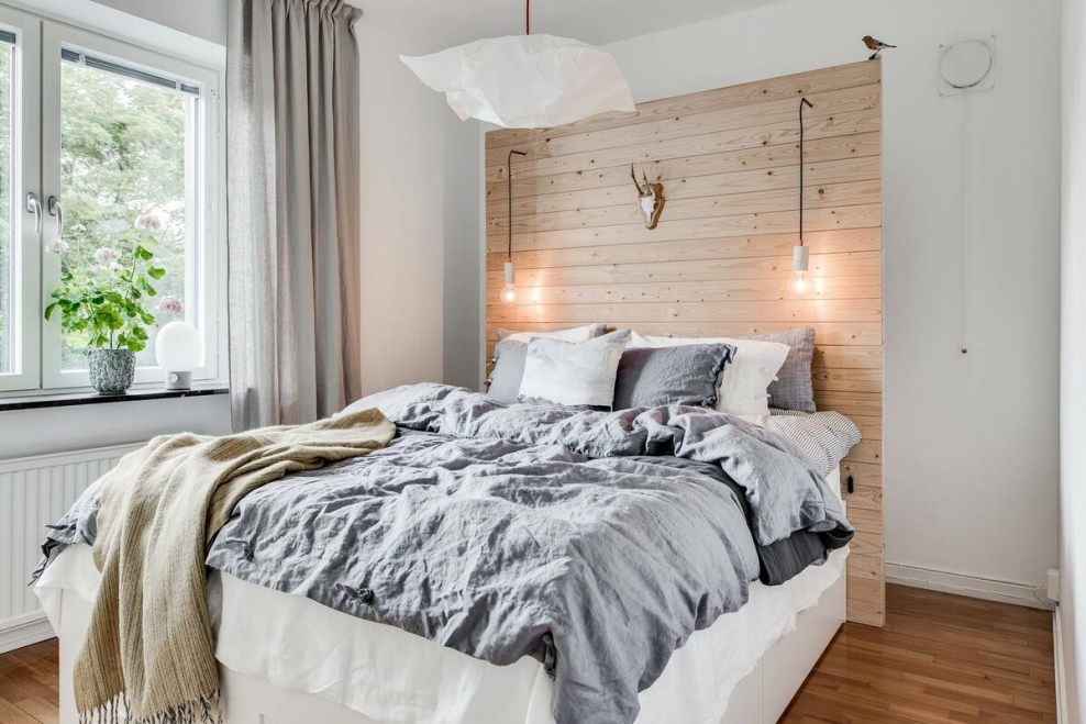 Спальня в скандинавском стиле дерево