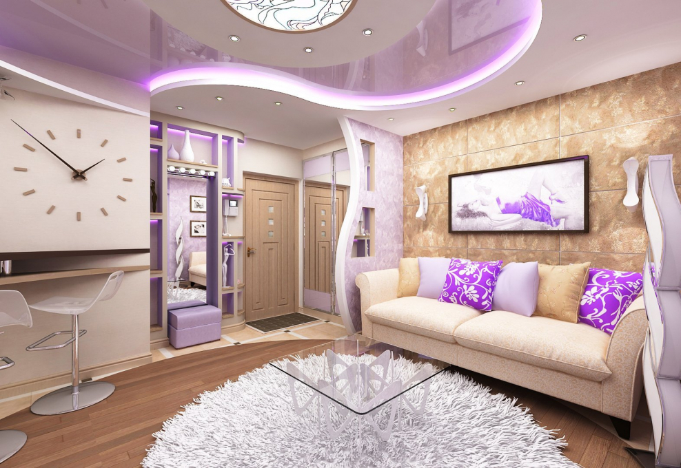 Гостиная в фиолетовых тонах